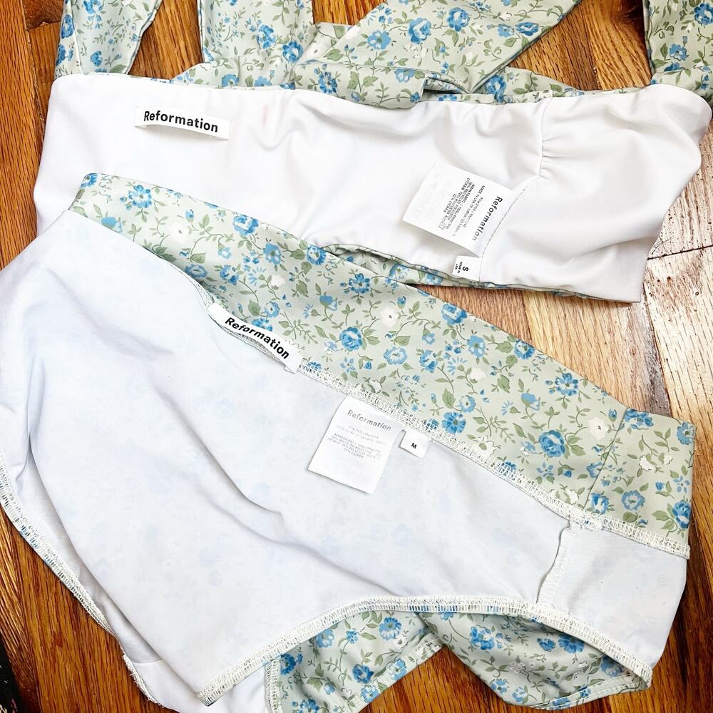 Reformation Pastel Blue Floral Square-Neck Bikini Set - Picture 7 of 8